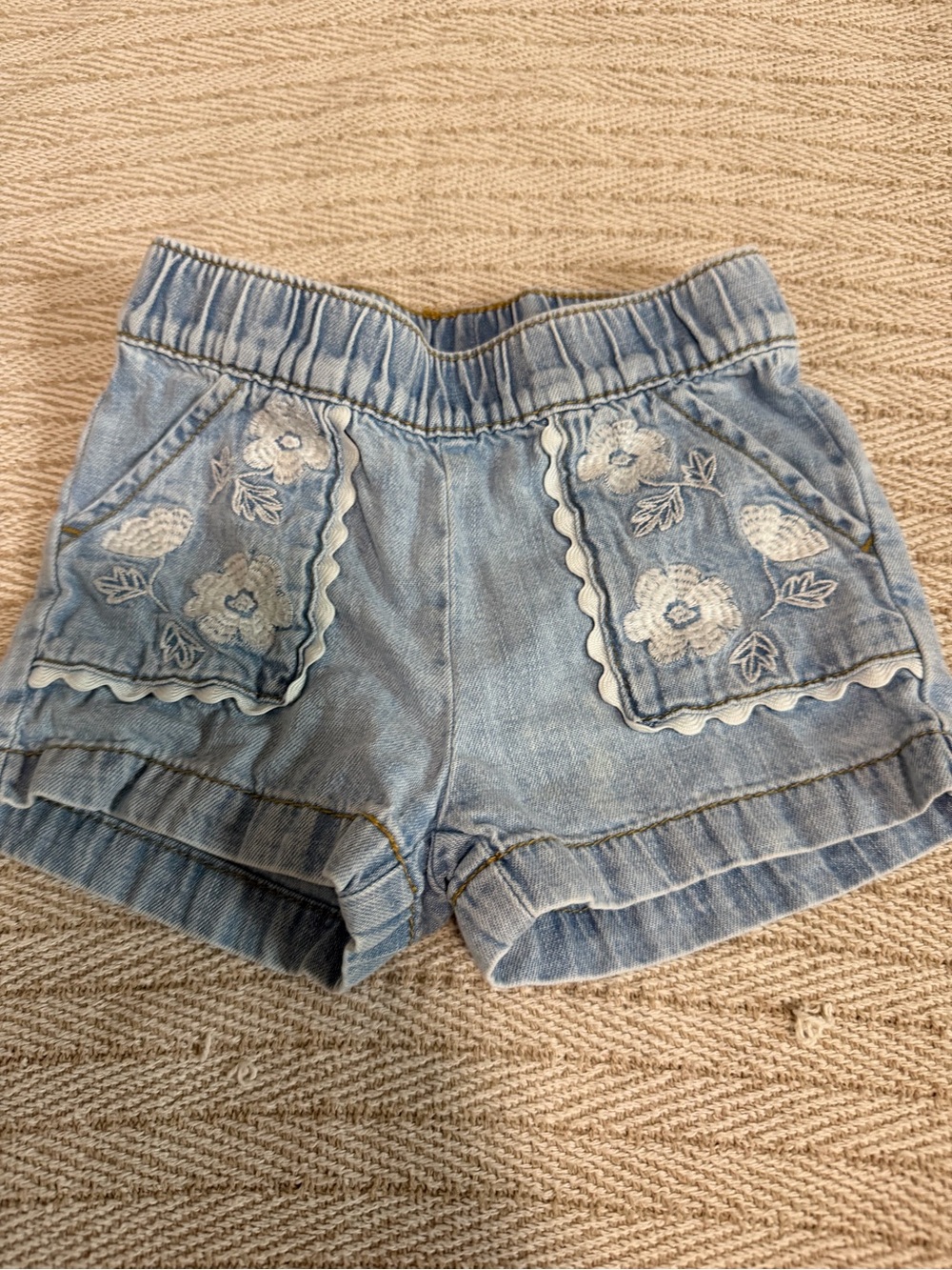 Cat & Jack Light Blue Embroidered Denim Shorts